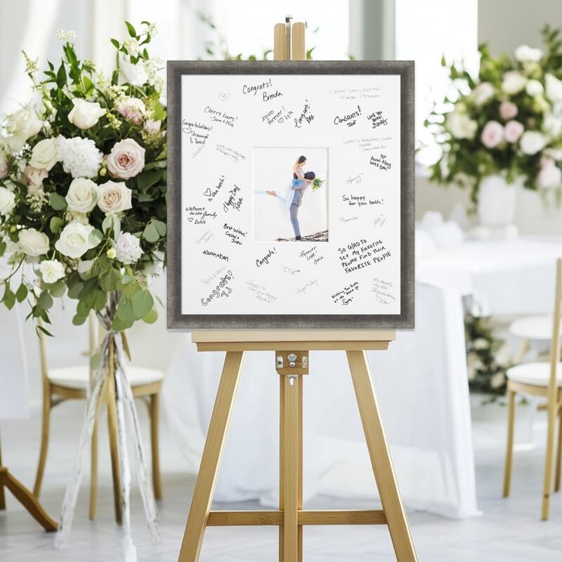 Burnished Signature Mat Picture Frame - Autograph Photo Frame Guest Book Alternative for Weddings, Graduations, or Retirement - 8x10
