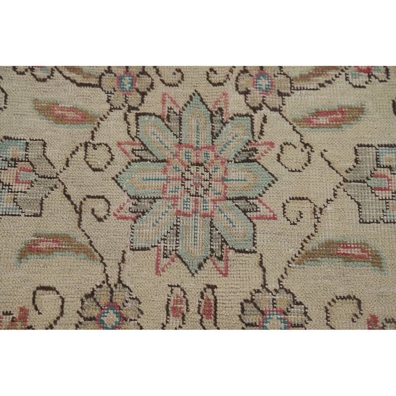 All-Over Distressed Tabriz Vintage Persian Rug Handmade Wool Carpet - 9'5" x 12'5"