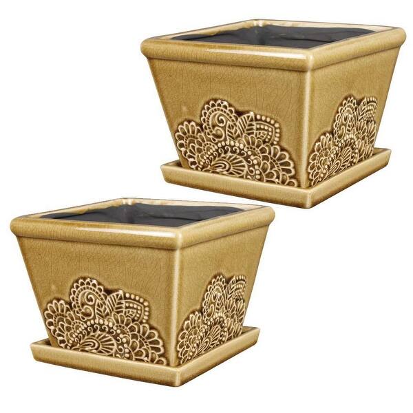 slide 8 of 7, Southern Patio Provence Planter, 2-Pack - 8-Inch (2-pack) 8-Inch (2-pack) - Cork