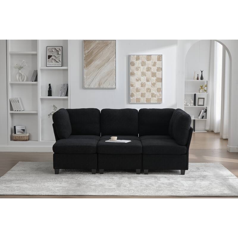 GDFStudio - Modular Polyester 6-Seat 113.39" Sectional with Storage Ottoman
