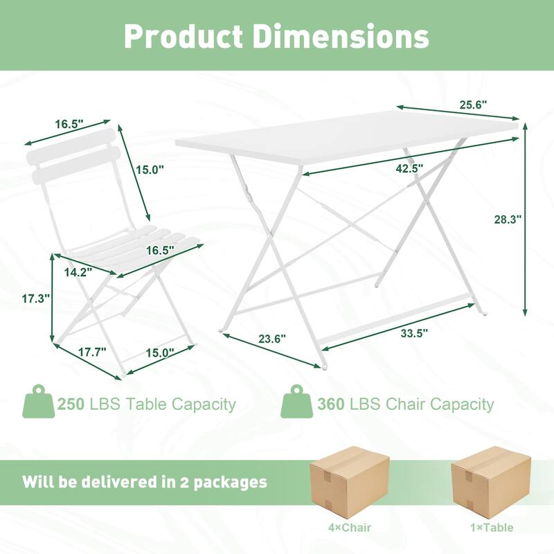 Outdoor 3-Piece Bistro Set, Foldable Patio Dining Sets, Rust-Resistant, Lightweight, Easy to Clean, for Balcony, Garden, Pool