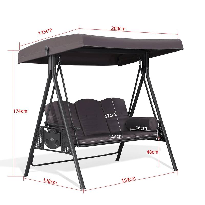 PURPLE LEAF 2-seat Outdoor Porch Swing with Adjustable Tilt Canopy and Stand