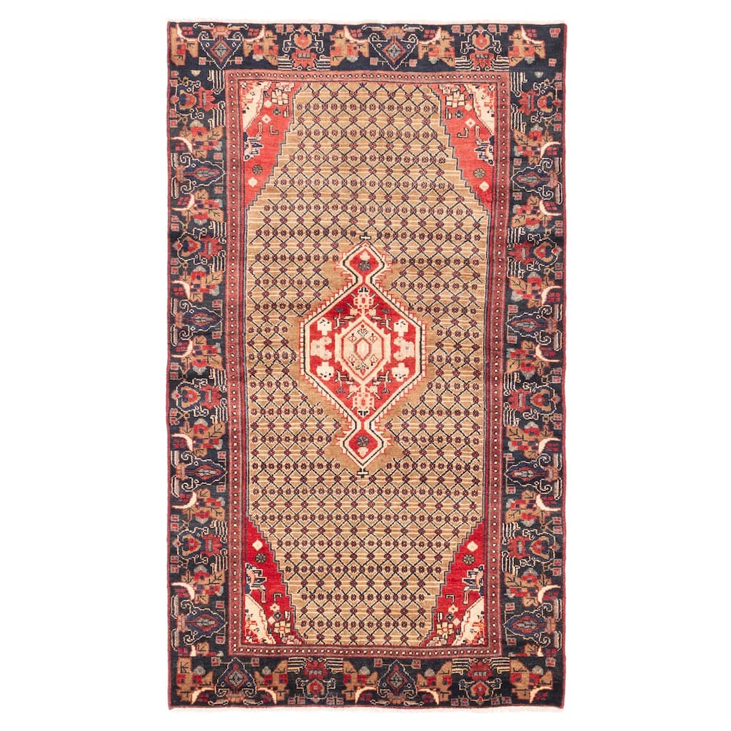 ECARPETGALLERY Hand-knotted Anatolian Vintage Light Brown Wool Rug - 3'11 x 7'1