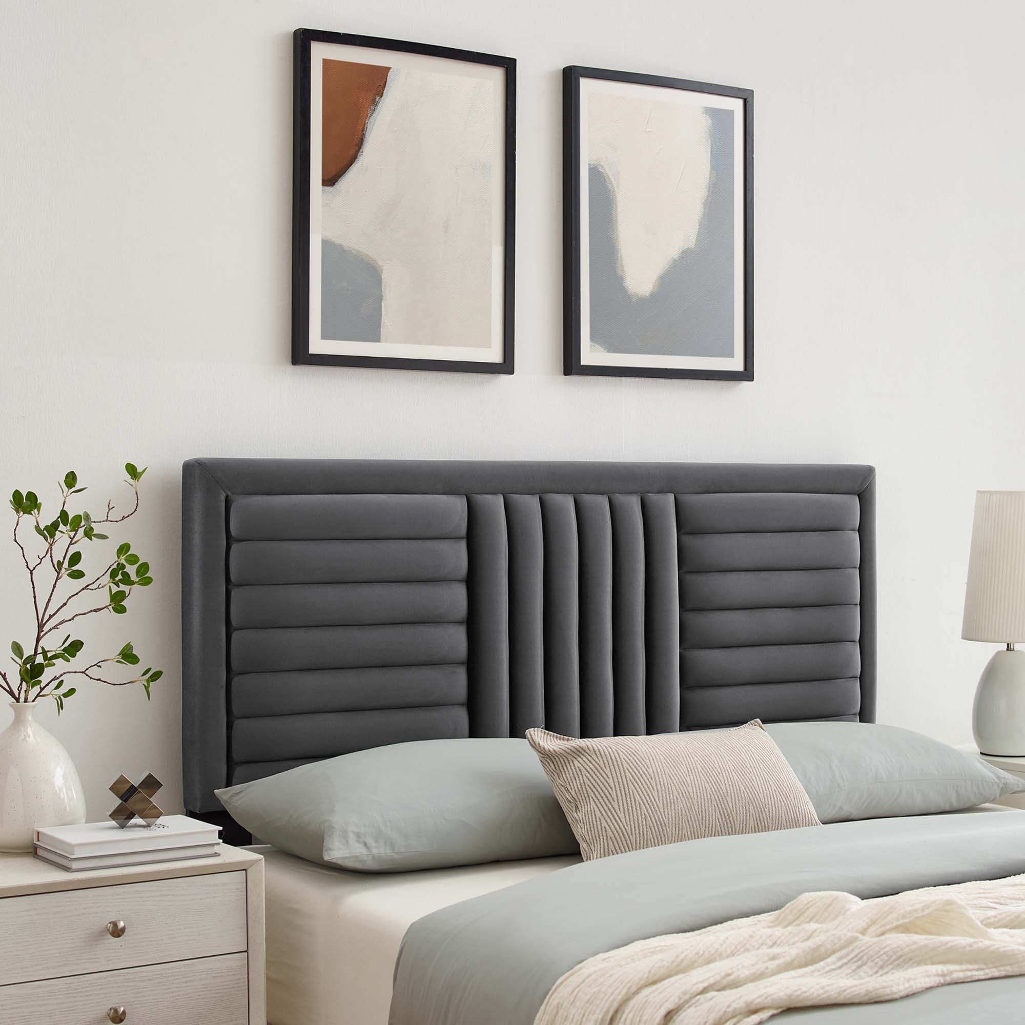 Believe Channel Tufted Performance Velvet Full/Queen Headboard