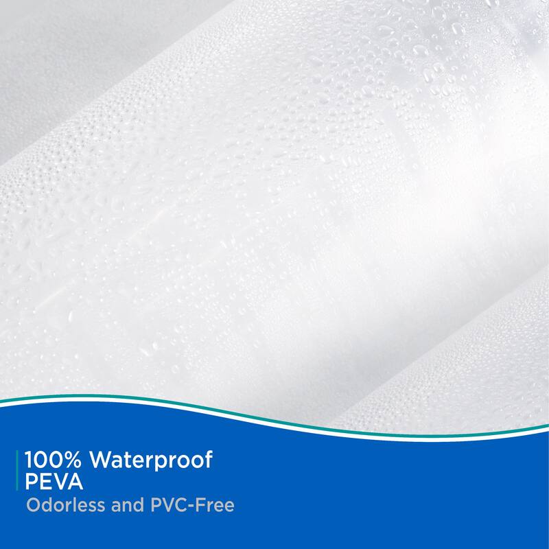 Kenney Medium Weight PEVA Shower Curtain Liner & Beaded Roller Ring Set, 70" W x 72" H