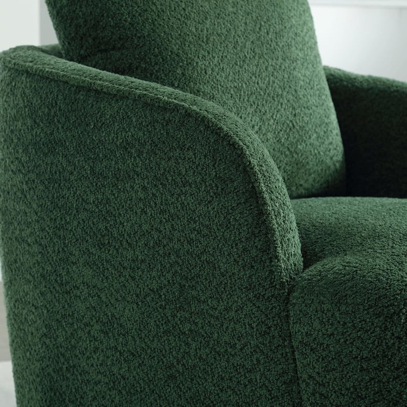 30.3" Bouclé Upholstered Swivel Accent Chair, 360° Round Barrel Club Chair Lounge Armchair