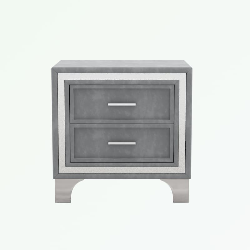 2-Drawer Nightstand with Metal Legs