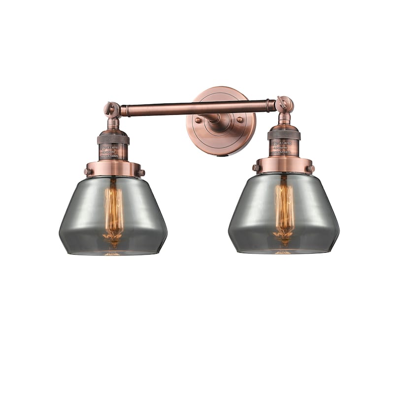 Innovations Lighting Fulton 2 Light 17" Wide Bathroom Vanity Light - Antique Copper / Smoked