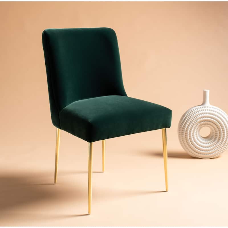 SAFAVIEH Couture Melonie Velvet Accent Chair - Mustard / Brass - 28"x23"x35.3" - 28" W x 23" D x 35" H - 28Wx23Dx35H