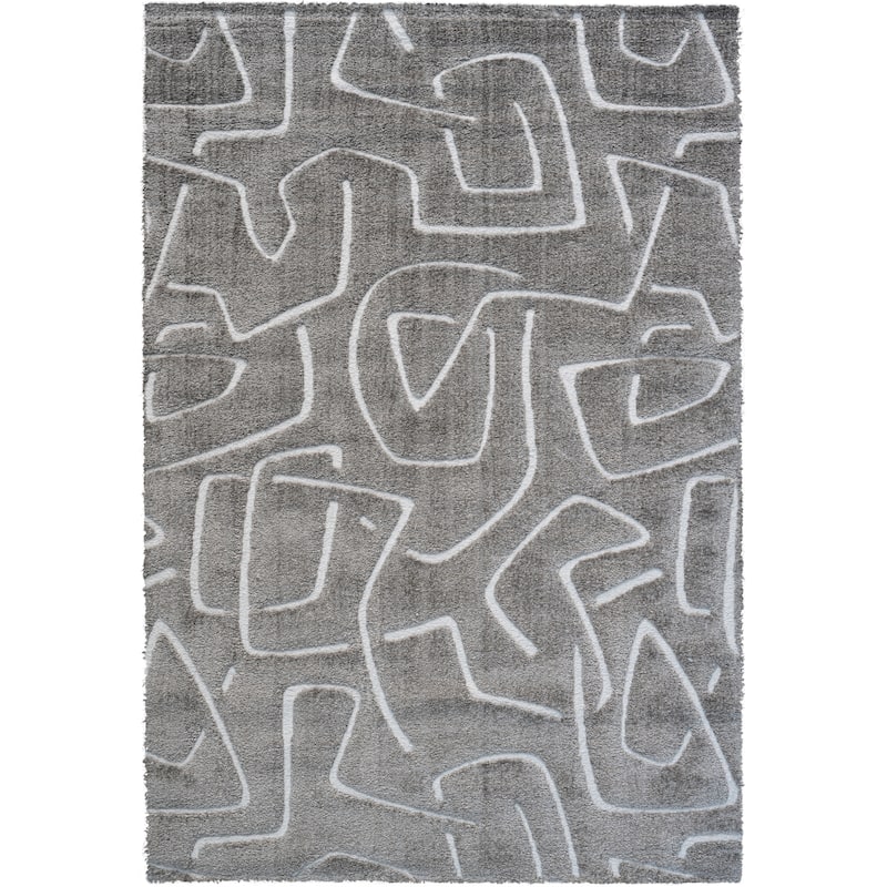 Nina Callie Gray and Ivory Recycled Polyester Area Rug - 6' x 9'