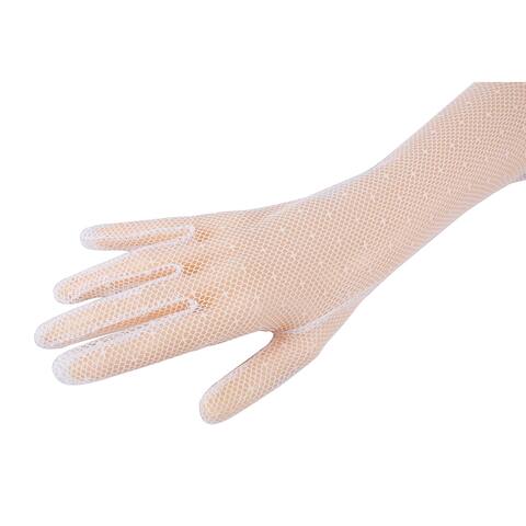 MIU MIU White Mesh Star Mid Arm Gloves-