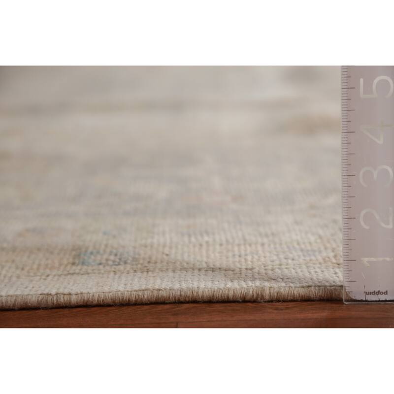 Hand Knotted Oriental 100% Wool Carpet Transitional All-Over Beige & Ivories Oushak Area Rug - 14' 9'' X 11' 4''