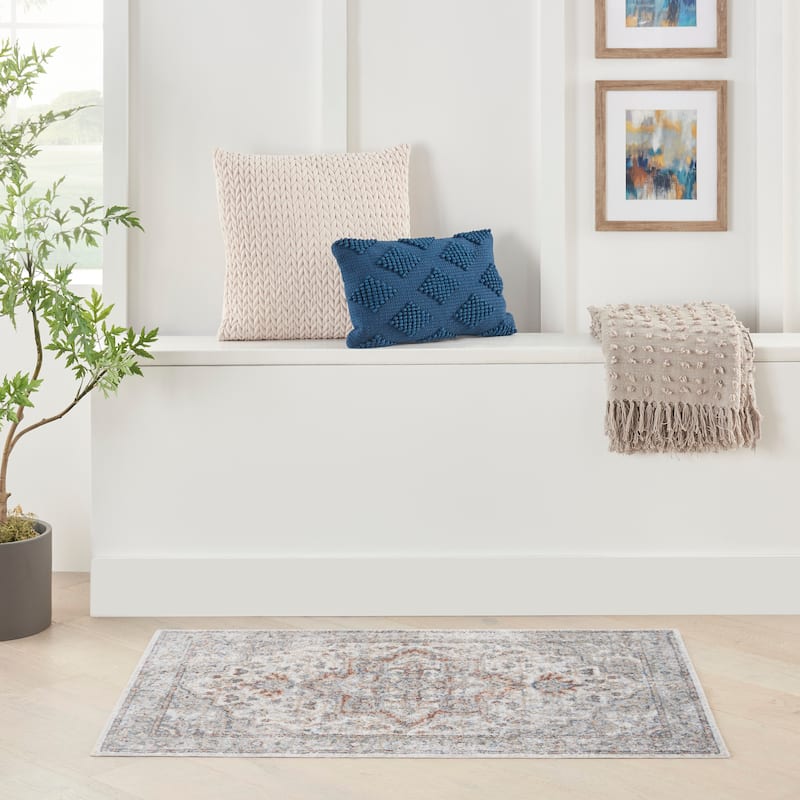 Nourison Astra Machine Washable Distressed Area Rug - 4' x 6' - Gray/Multi