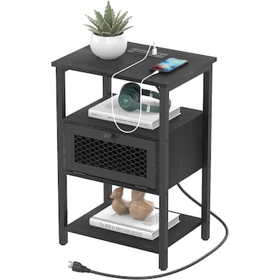Nightstand with Charging Station, Drawer