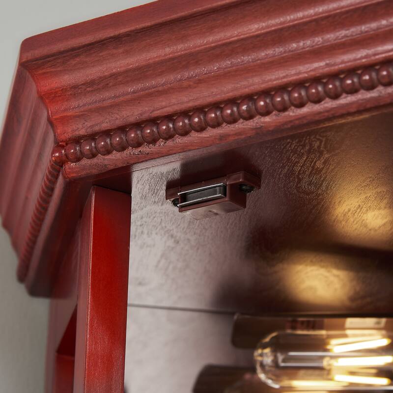 Elegant Lighted Corner Curio Cabinet with Adjustable Glass Shelves & Tempered Glass Doors for Display