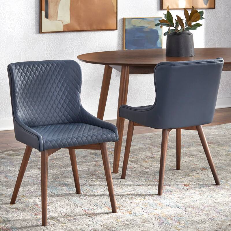 Simple Living Seguro Upholstered Mid-century Dining Chairs (Set of 2) - Blue