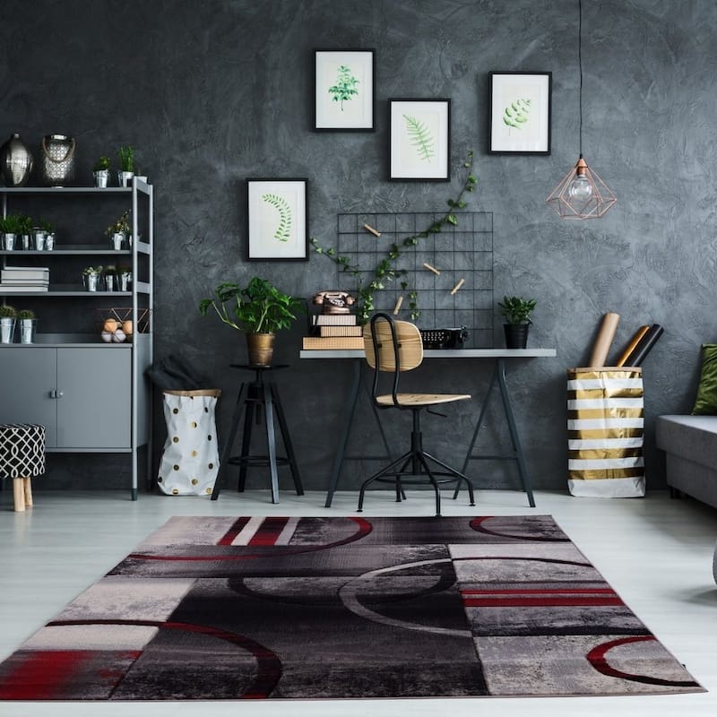 Modern Geometric Abstract Multicolor Area Rug