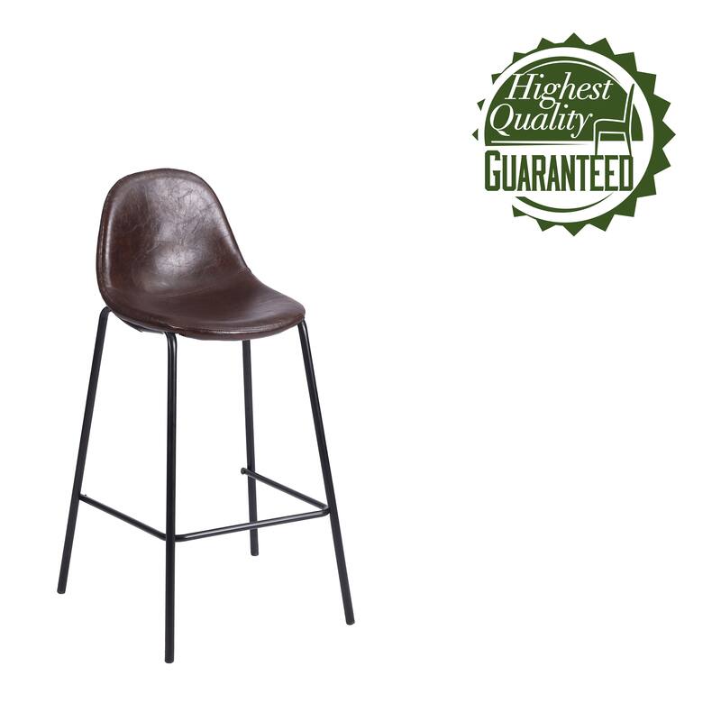 Porthos Home Theo Counter Stools Set Of 2, PU Leather Upholstery, Iron Legs