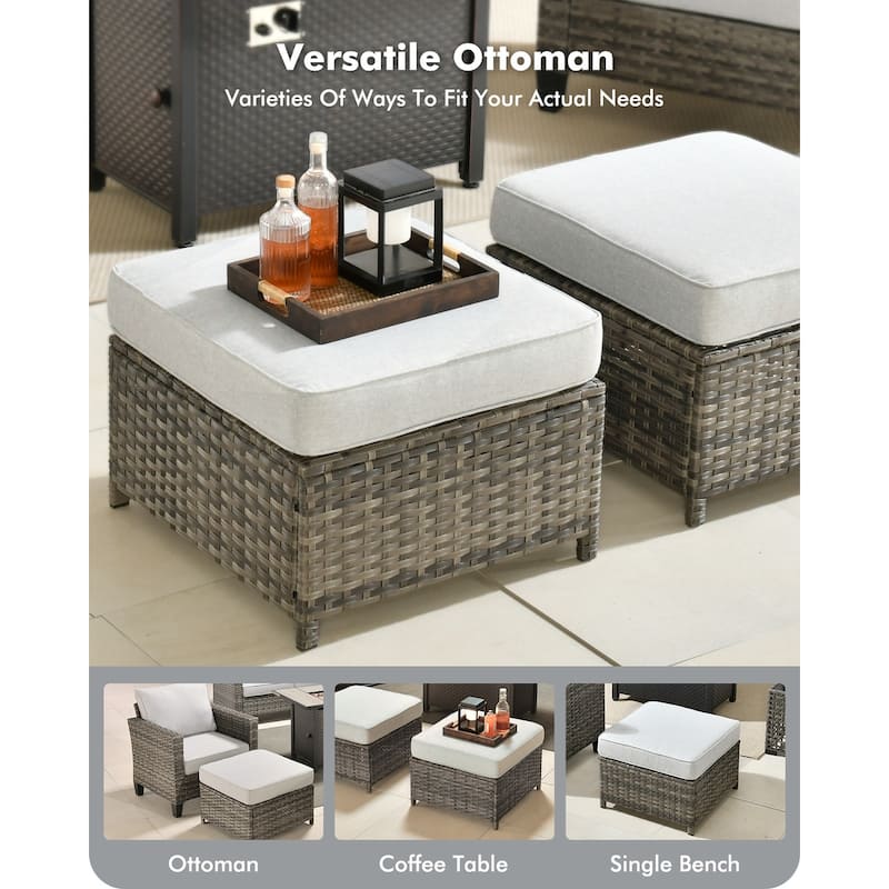 OVIOS 4 Pieces Patio Furniture Wicker Set with Solar-Powered Coffee Table