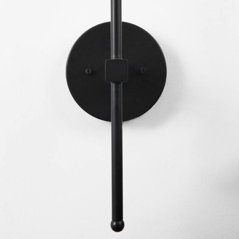 Clyde Matte Black Metal With Round Glass Shade Wall Sconce - 35" Height