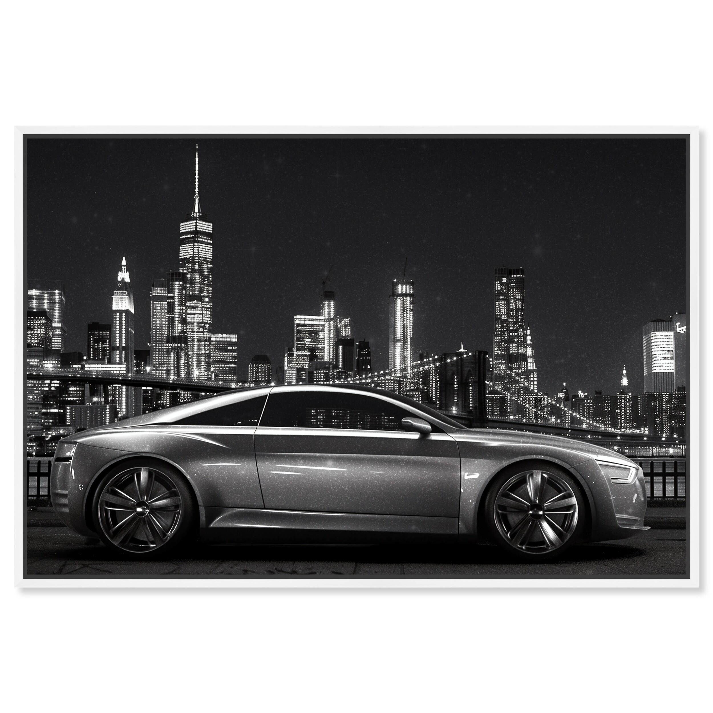 Silver City Drive Black And White Canvas Wall Art Prints For Men by Notoriart