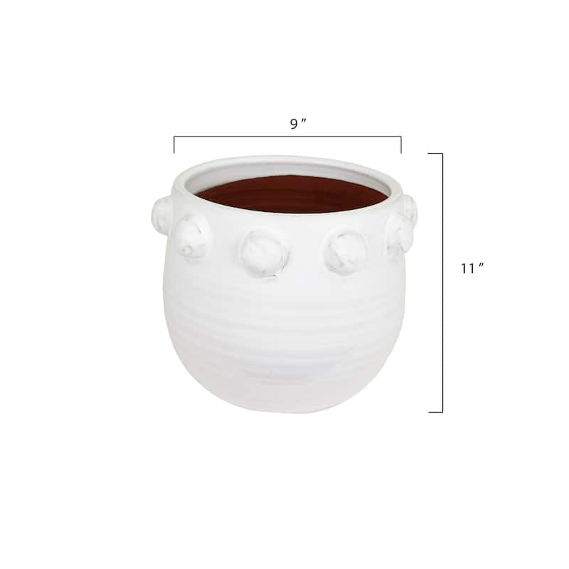 Terra-cotta Planter with Raised Dots Design - 10.5"L x 10.5"W x 9.0"H