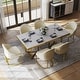 preview thumbnail 47 of 58, Modern Marble Dining Table with White Rectangular Tabletop Gold Stainless Legs, Dining Room Table 78.74" - White