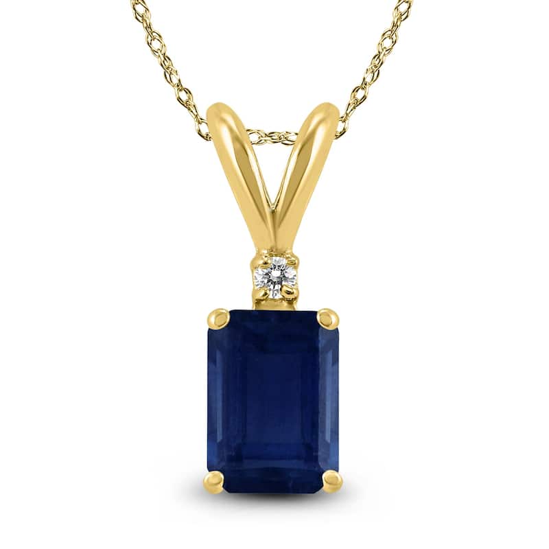 Marquee 14K Yellow Gold 6x4MM Emerald Shaped Sapphire Pendant