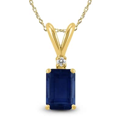 Marquee 14K Yellow Gold 6x4MM Emerald Shaped Sapphire Pendant