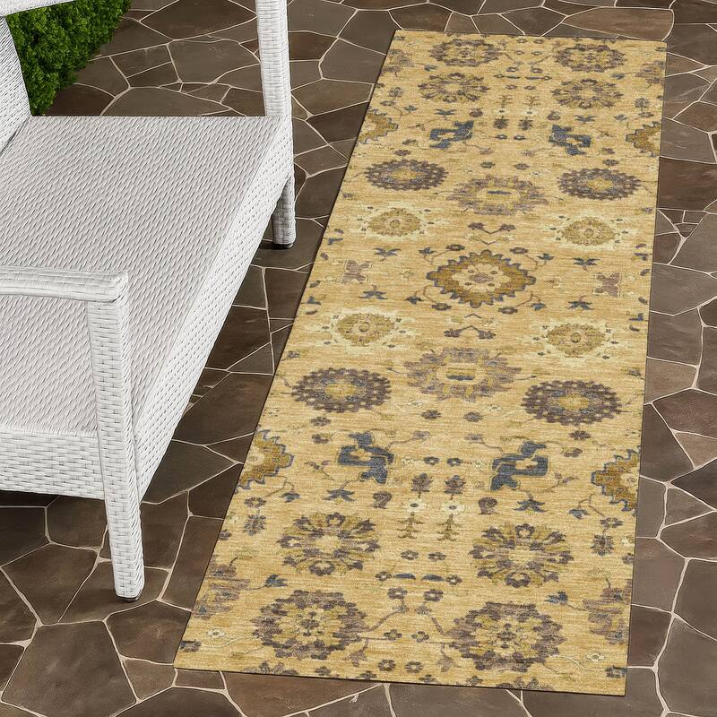 Machine Washable Indoor/ Outdoor Global Durango Chantille Rug - Gold - 2'3" x 7'6"