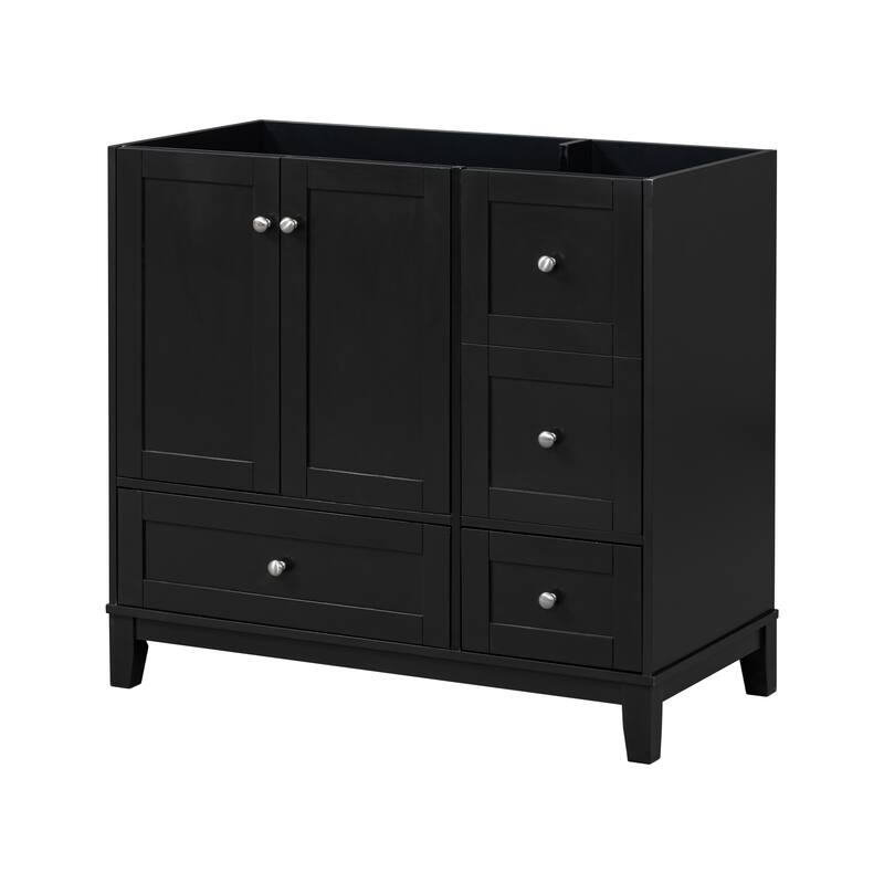 Modern 36-Inch Bathroom Vanity with USB Drawer Charging, Solid Wood Base, and Painted Finish(Sink not included) - 17.5in L