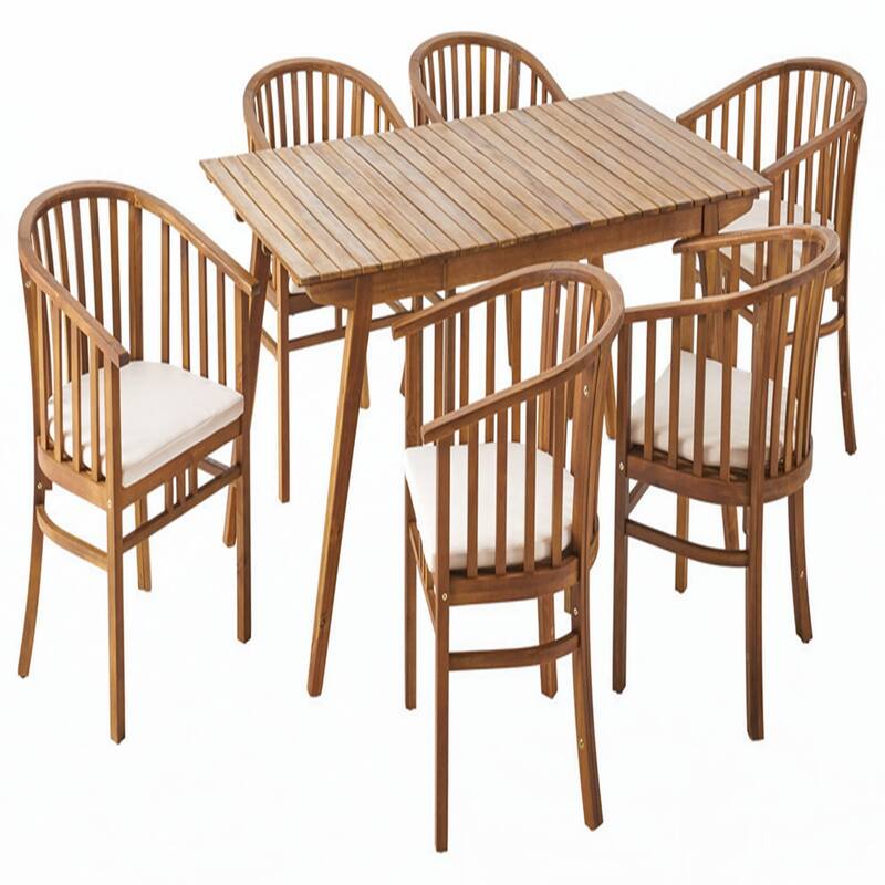 Outdoor 6 Seater Acacia Wood Dining Set