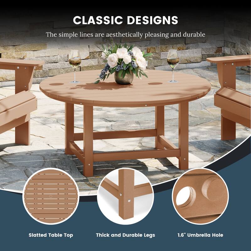 Laguna Outdoor 5-Piece Adirondack Chair With Round Coffee Table Conversation Set