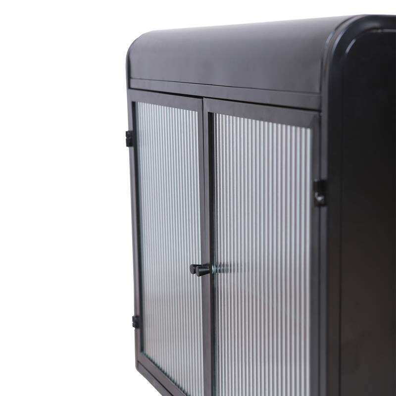 2-Door Wall-Mounted Metal Storage Cabinet with Tempered Glass Doors & Shelves for Bathroom