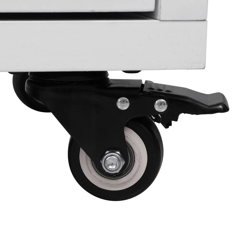 56.5'' Rubber Wood Kitchen Island with Drop Leaf, Power Outlet, Rolling Wheels, 5 Deep Drawers and Adjustable Shelves