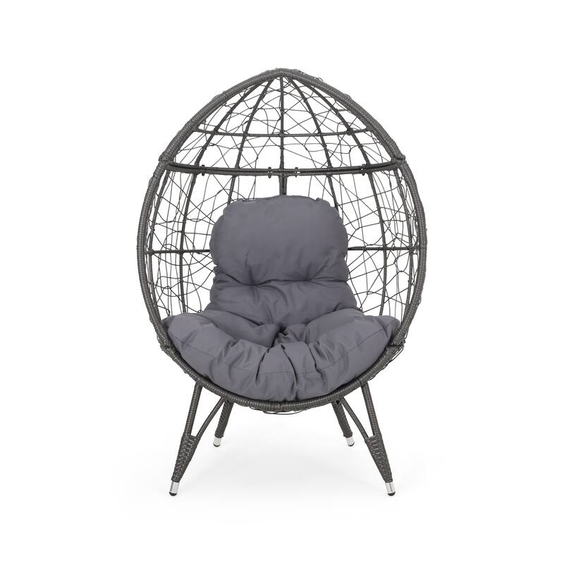 Gianni Wicker Teardrop Chair w/Outdoor Cushion by Christopher Knight Home