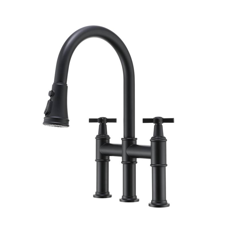Bridge Kitchen Faucet with 3 Way Spray Function