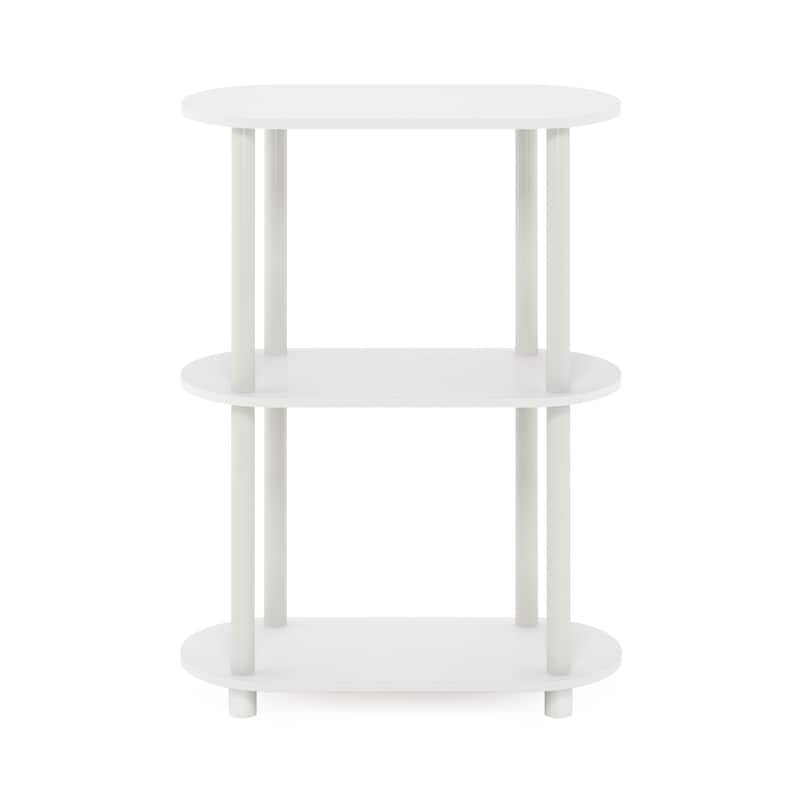 Furinno Turn-N-Tube No Tools 3-Tier Modern Oval Side Display Rack - White/Virgin White