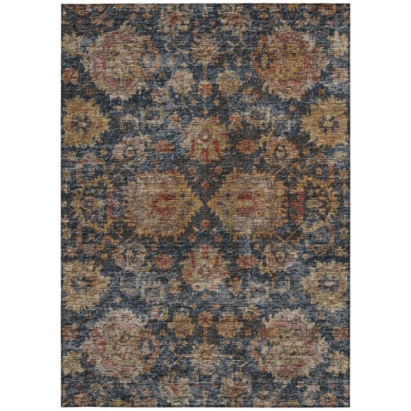 HomeRoots Damask Traditional Rectangle Outdoor Rug