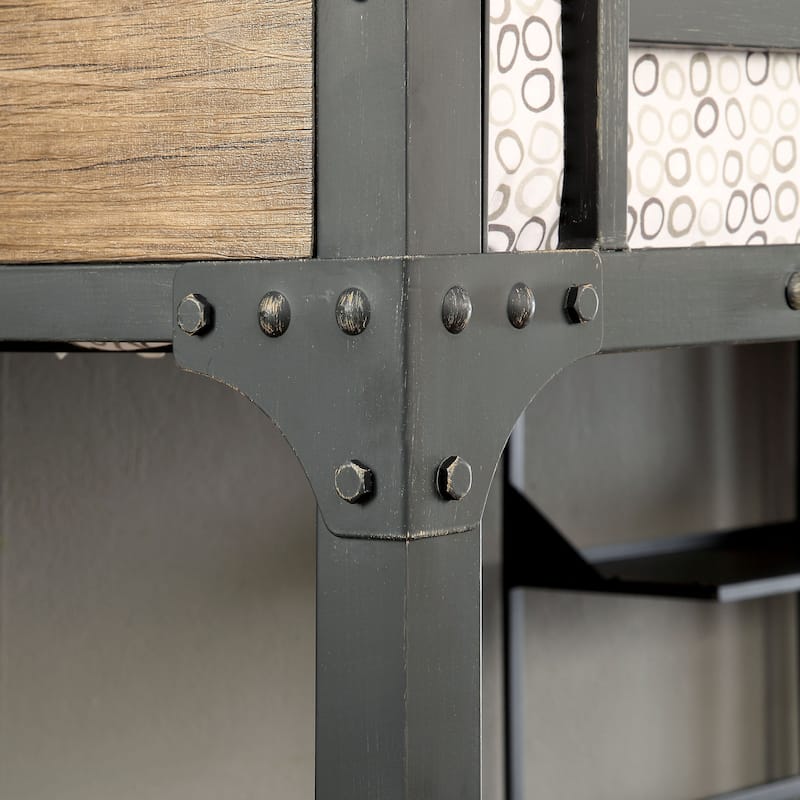 Jown Industrial Black Twin Metal Loft Bed with Workstation by Furniture of America