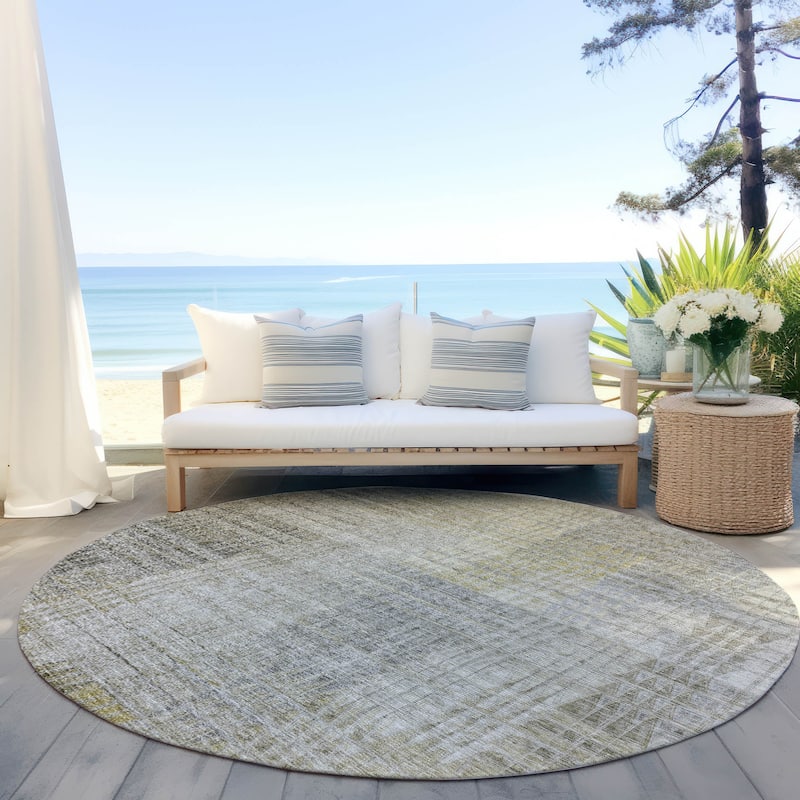 Machine Washable Indoor/ Outdoor Chantille Modern Kaleidoscope Rug - Taupe - 8' x 8'