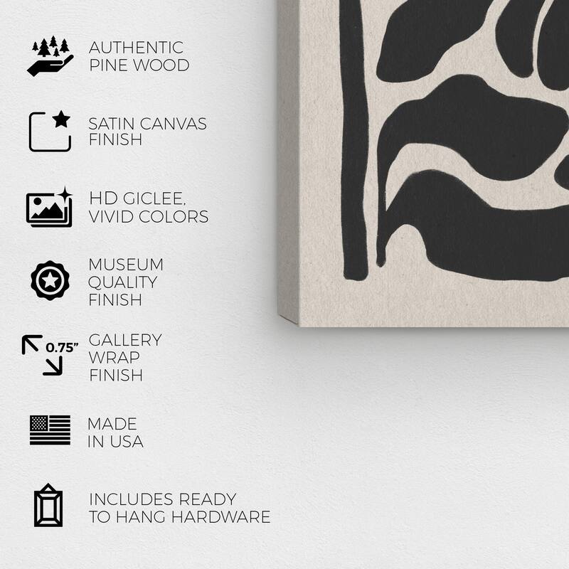 Wynwood Studio Canvas Abstract Flora Minimalista Black and Pastel Black Modern & Contemporary Wall Art Canvas Print