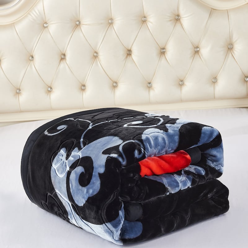 Ultra Soft Velvet Raschel Blanket Plush Bed Blanket 8-9 LBS