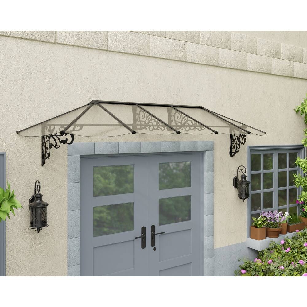 Lily 3 ft. Black/Clear Door and Window Awning
