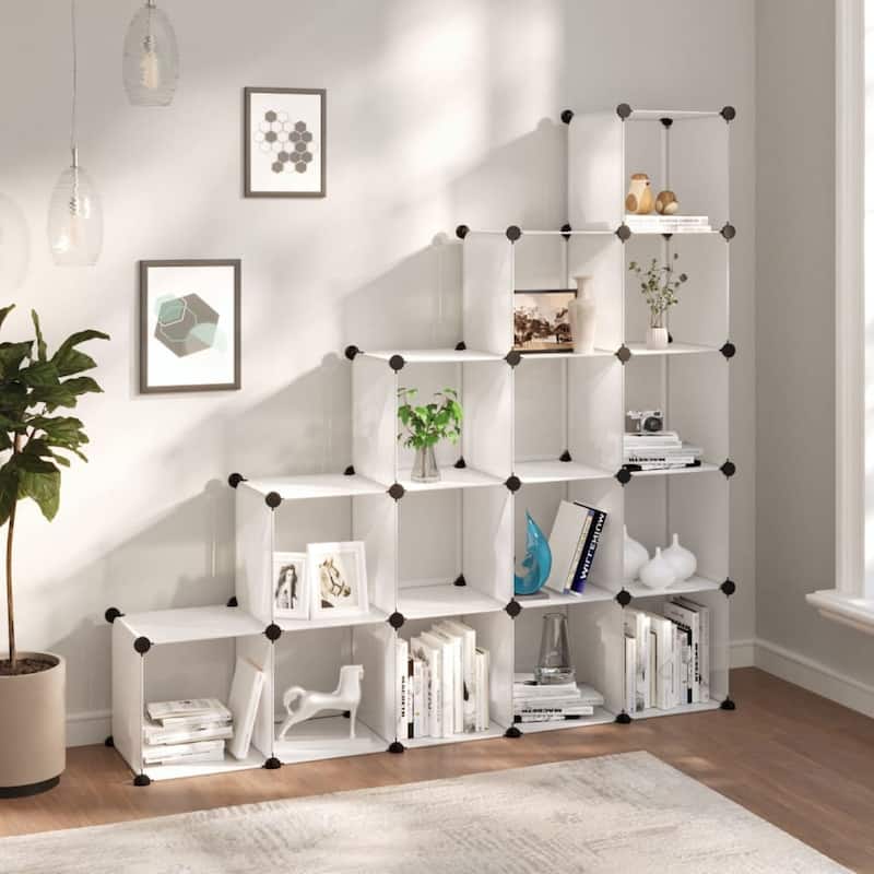 vidaXL Storage Cube Organizer with 6/12/15 Cubes - 61" x 12.6" x 60.4" - Transparent