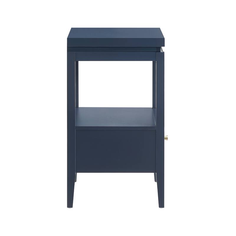 Modern Nightstand with Drawer and Floating Shelf Tapered Legs Design