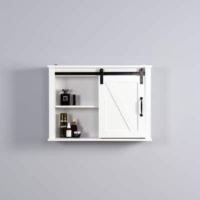 Bathroom Wall Cabinet with 2 Adjustable Shelves with a Barn Door