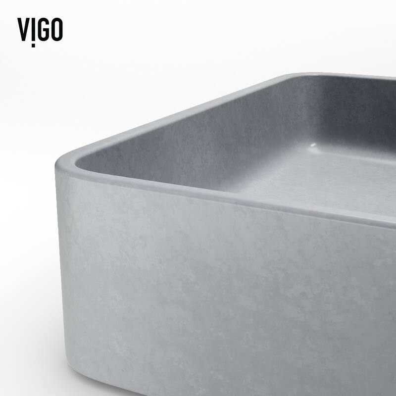 VIGO Tarragona 19"L x 14"W Concrete Vessel Sink and Dunn 11"H Faucet Set