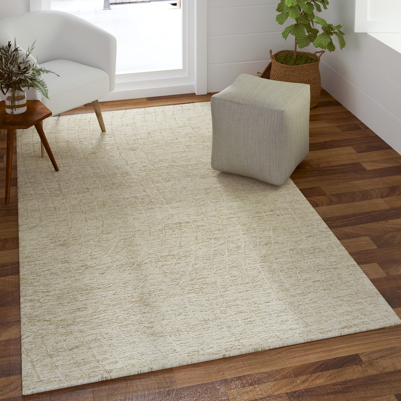 Sevita Beige/Cream Abstract Modern Lines Hand-Tufted Area Rug