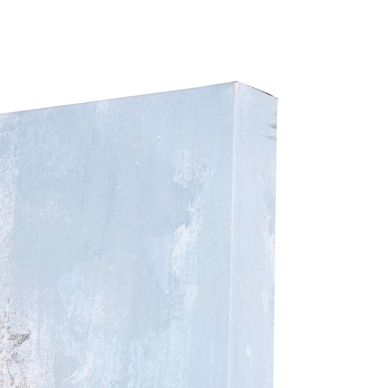 Wood Abstract Wall Art with Silver Details - Light Blue - Roche River Decor